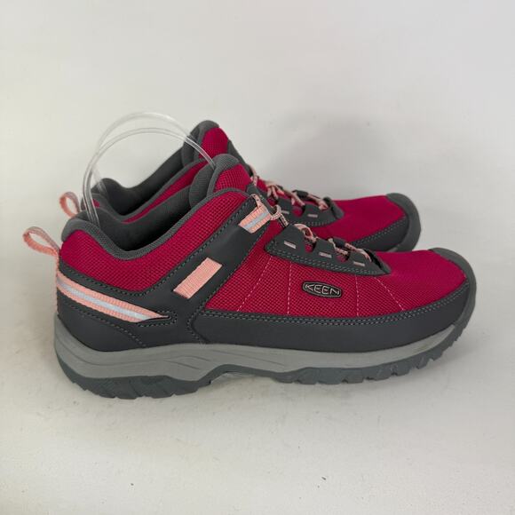 KEEN Targhee Sport Vented Hiking Shoe Kid's 7 Red Gray Mesh Lace-Up Outdoor - Picture 2 of 10